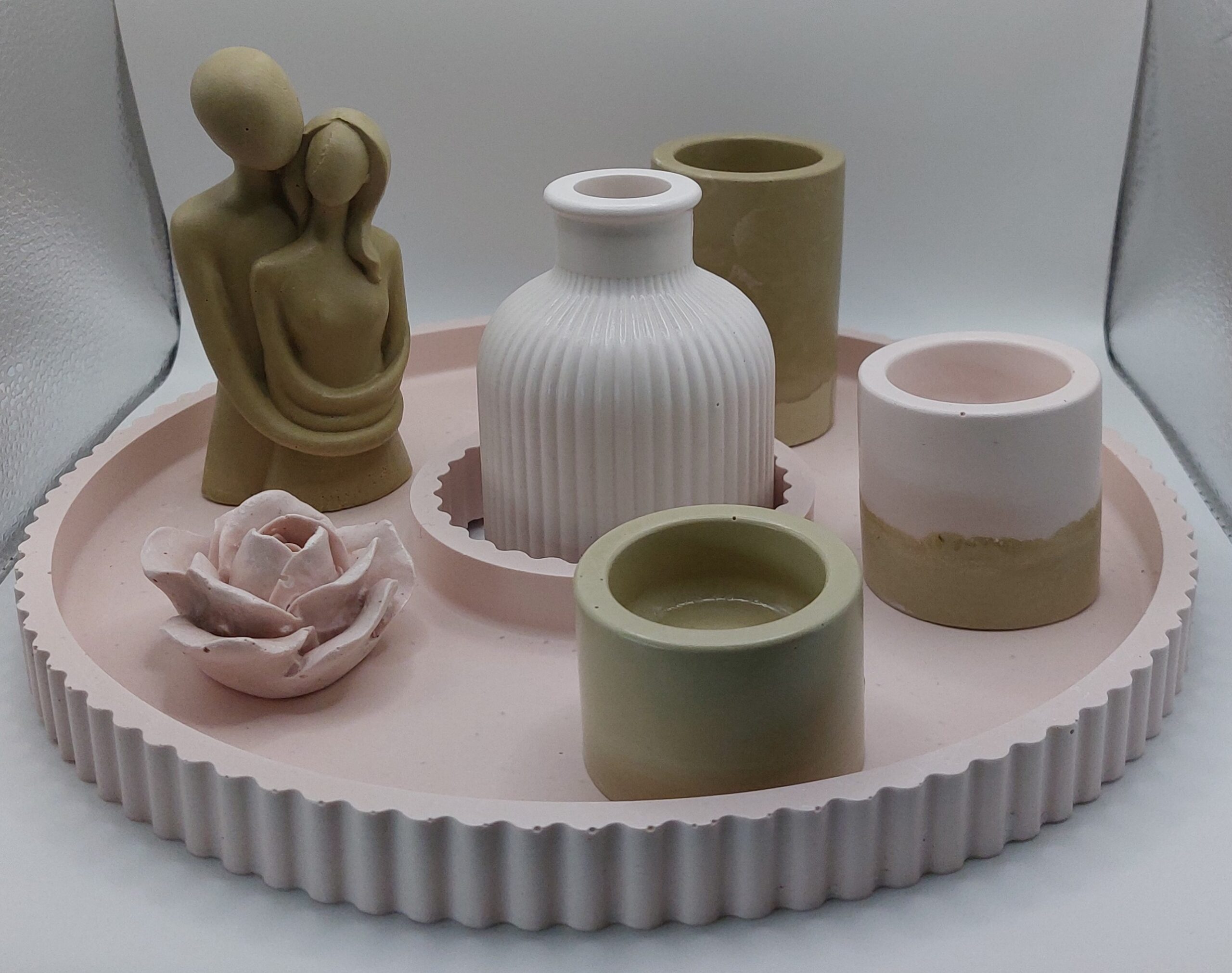 Terrazzo Elegance: Handgemaakte Decoratieset